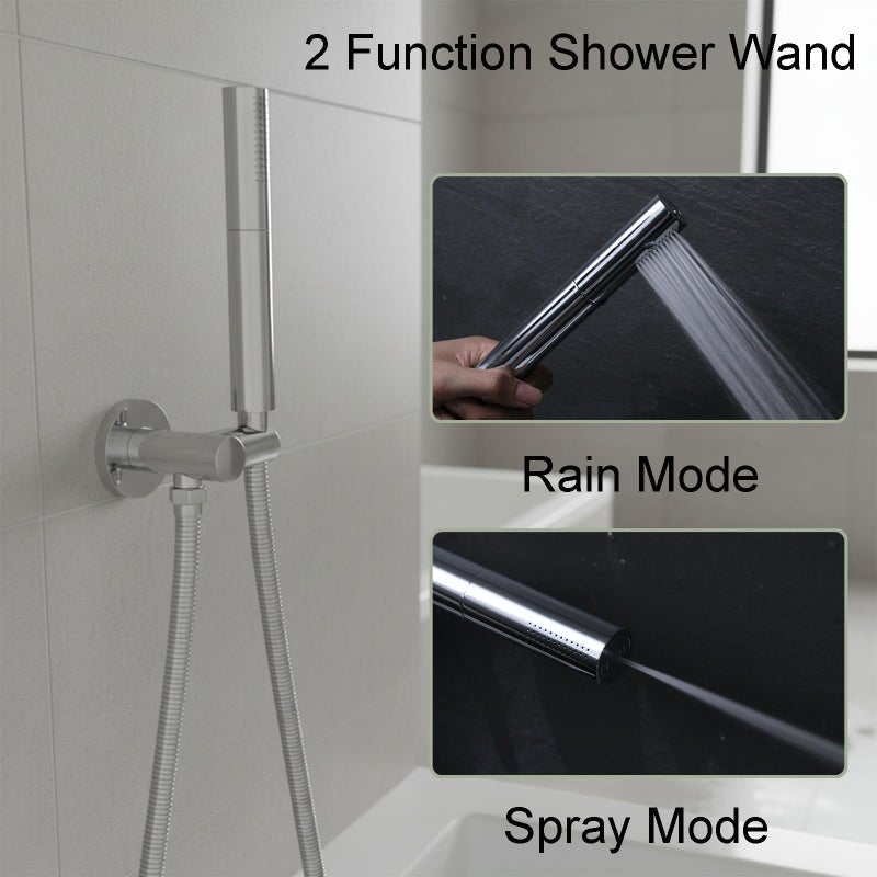 KATAIS Chrome Handheld Shower Head Brass 2 Function High Pressure Hand Shower Wand 7 Inch High Flow Hand Held Shower Head Sprayer with 59 Inch Hose and Bracket - Image 2
